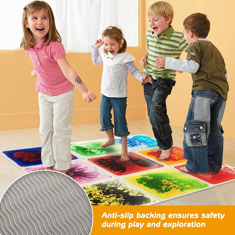 WOWSTAR 12" x 12" Sensory Floor Tiles, 4 Sensory Tiles, Liquid Floor Tiles, Lava Tiles - Image 4